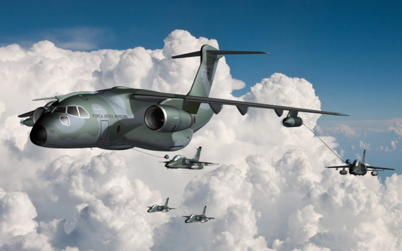 C-390 refueling AMX fighters